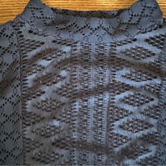 Navy Blue Patterned Women's Top - Picture 5 of 5